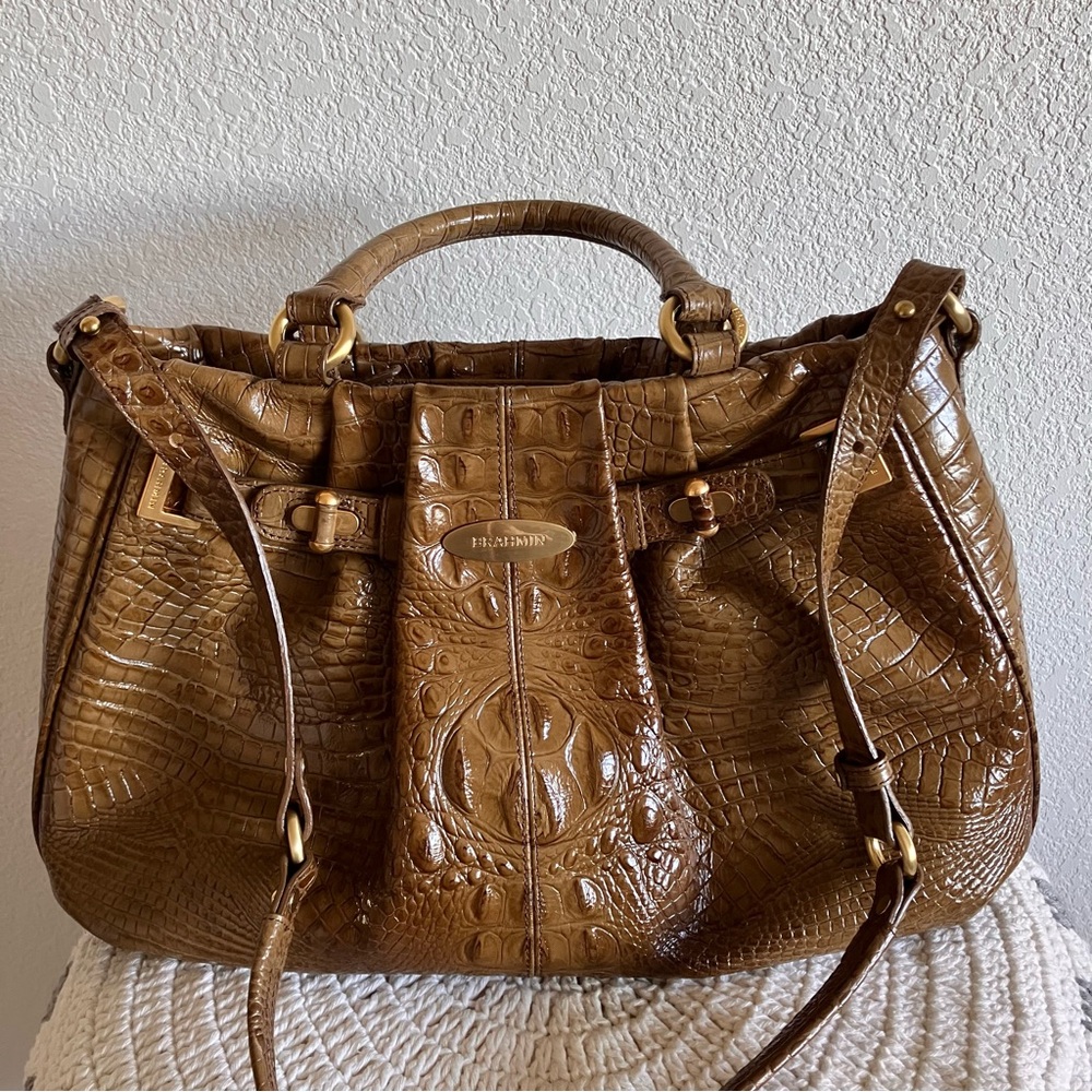 Brahmin Caroline Walnut Melbourne Brown Bag used good condition